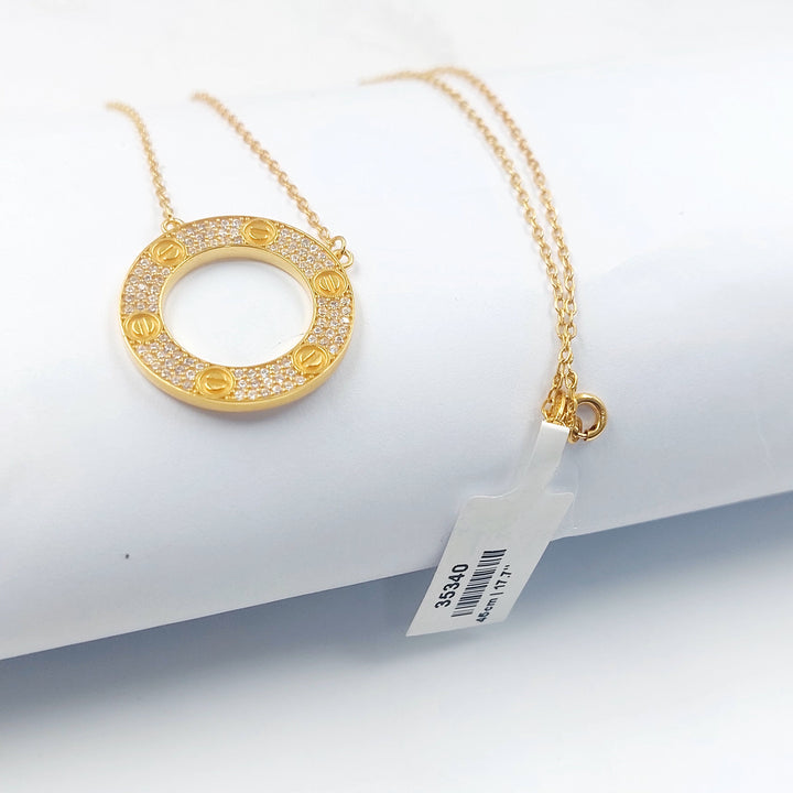 Zircon Studded Figaro Necklace Made of 21K Gold by Saeed Jewelry 