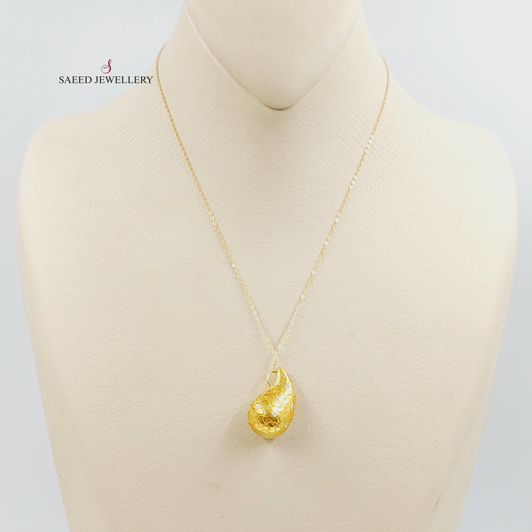 21K Gold Zircon Studded Almond Necklace by Saeed Jewelry - Image 1