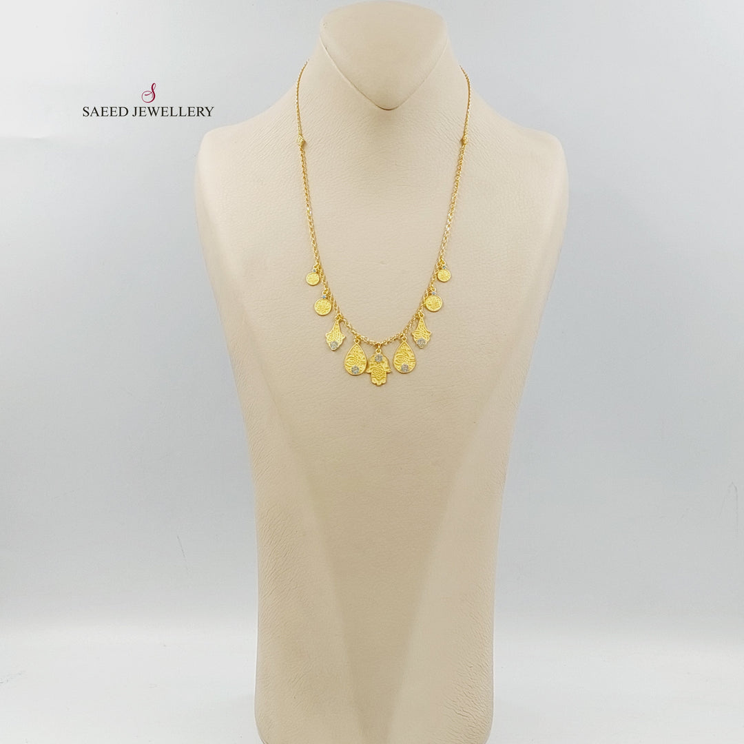 21K عقد دنانديش مرصع-مجوهرات الشيخ سعيد-Saeed Jewelry 