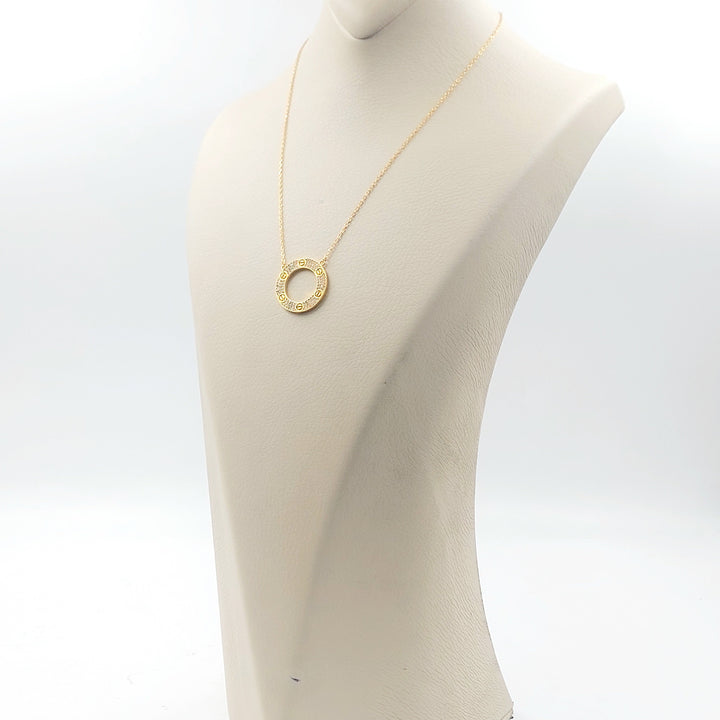 Zircon Studded Figaro Necklace Made of 21K Gold by Saeed Jewelry 