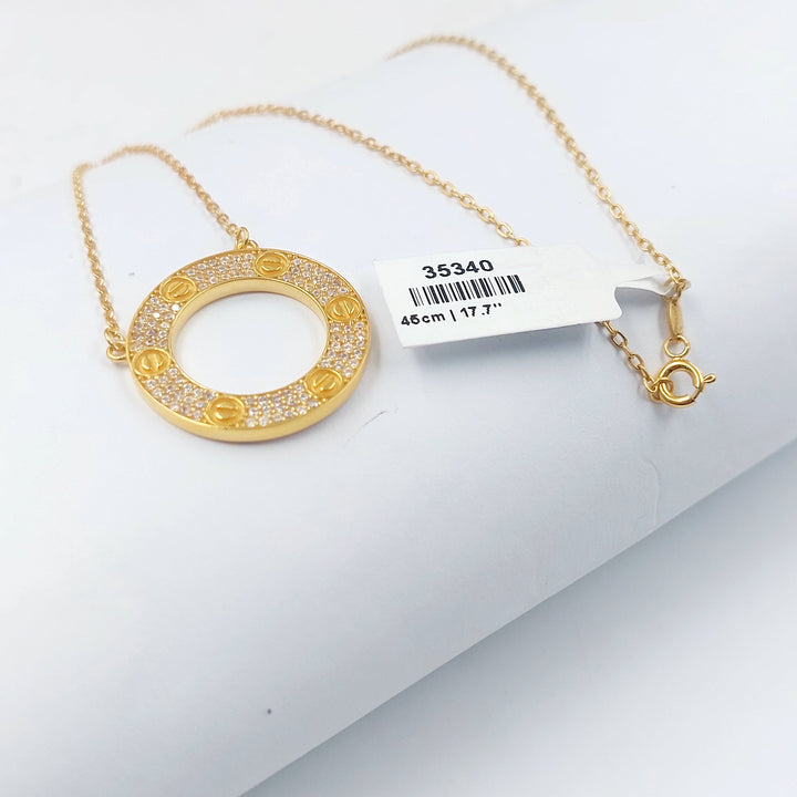 Zircon Studded Figaro Necklace Made of 21K Gold by Saeed Jewelry 