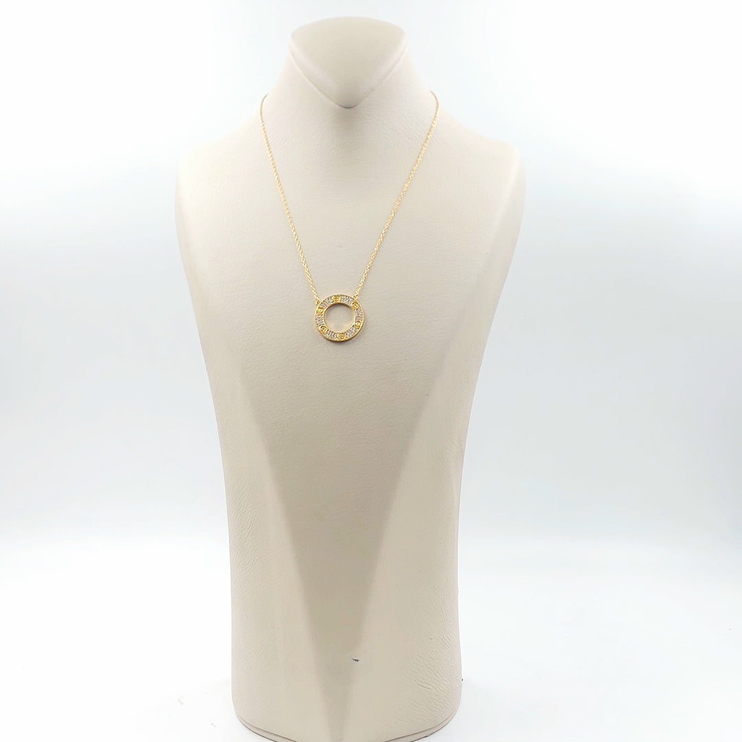 Zircon Studded Figaro Necklace Made of 21K Gold by Saeed Jewelry 