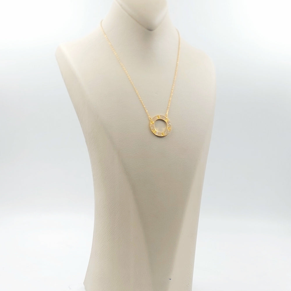 Zircon Studded Figaro Necklace Made of 21K Gold by Saeed Jewelry 