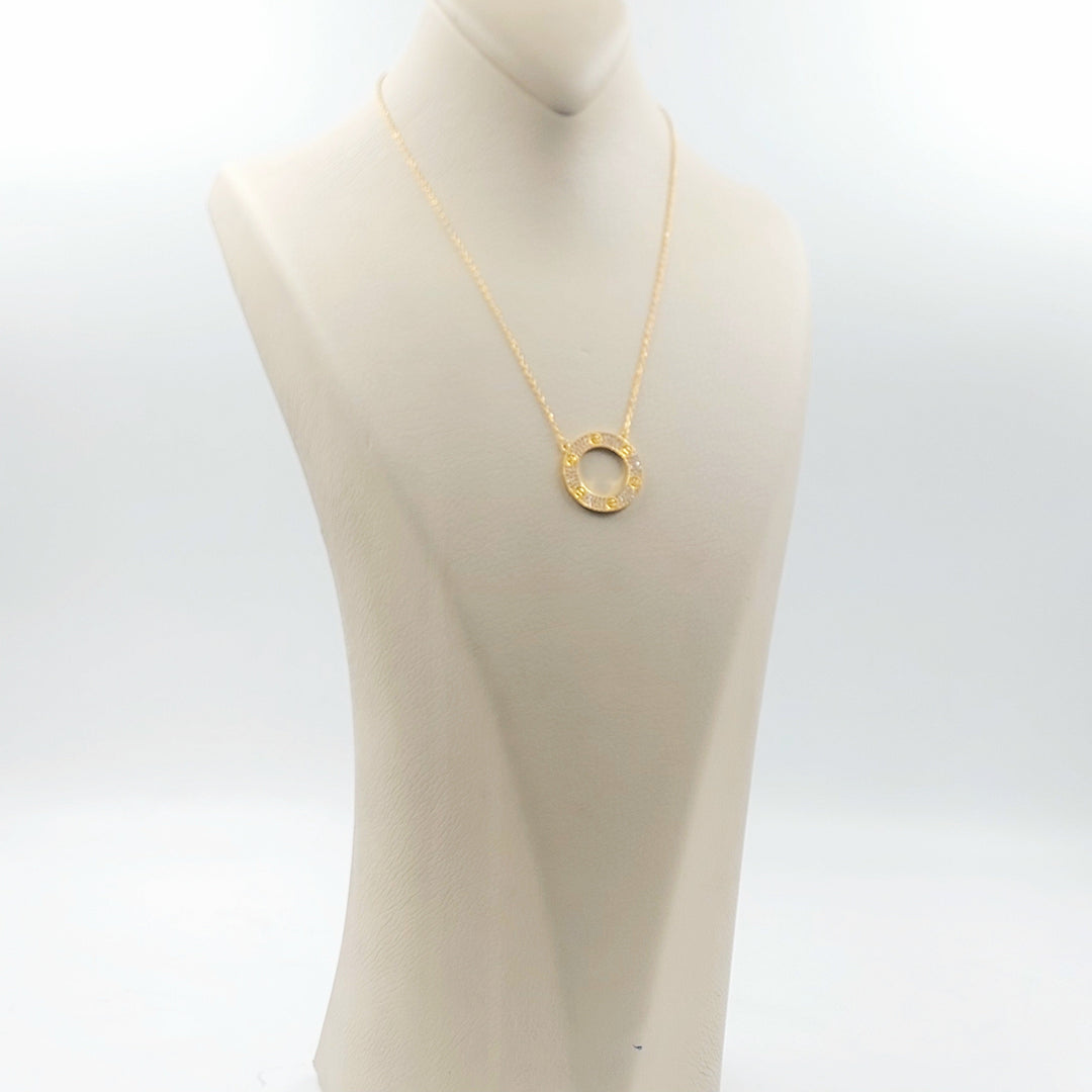 Zircon Studded Figaro Necklace Made of 21K Gold by Saeed Jewelry 