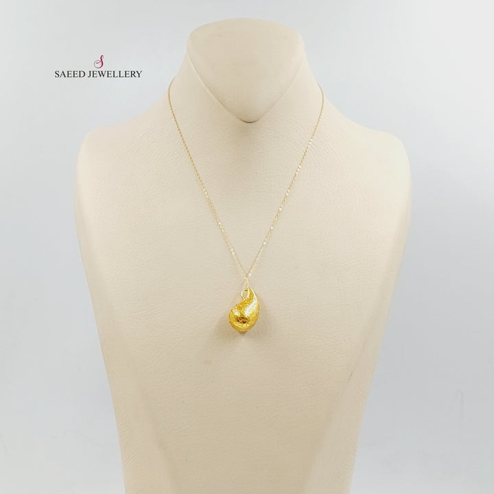 21K Gold Zircon Studded Almond Necklace by Saeed Jewelry - Image 2