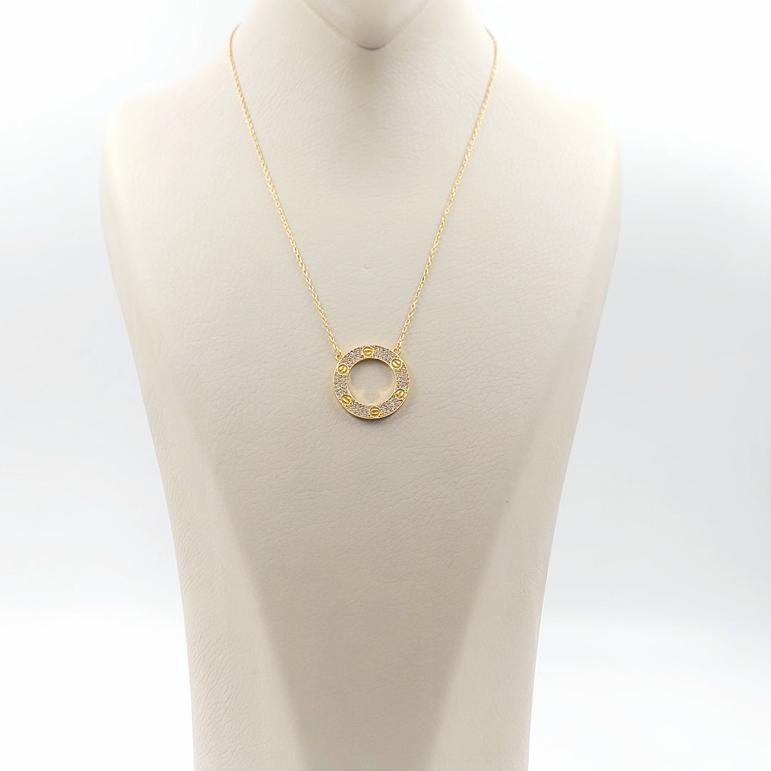 Zircon Studded Figaro Necklace Made of 21K Gold by Saeed Jewelry 