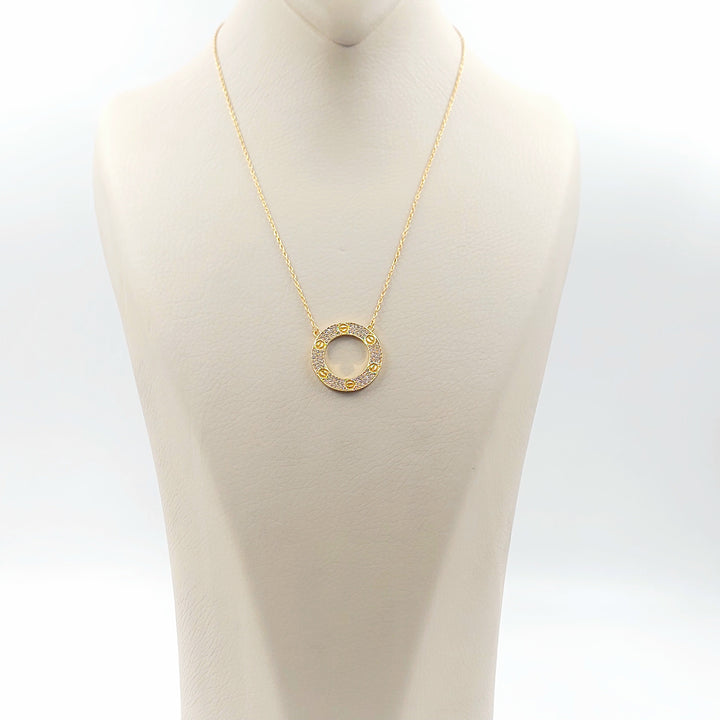 Zircon Studded Figaro Necklace Made of 21K Gold by Saeed Jewelry 