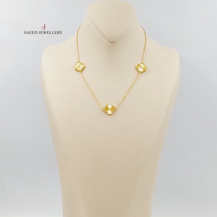 21K Gold Clover Necklace by Saeed Jewelry - Image 3