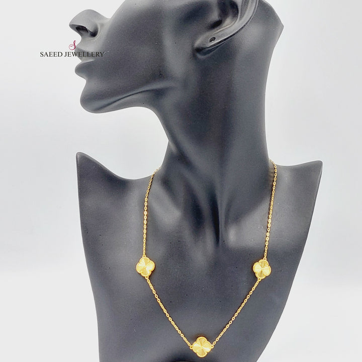 21K Gold Clover Necklace by Saeed Jewelry - Image 4