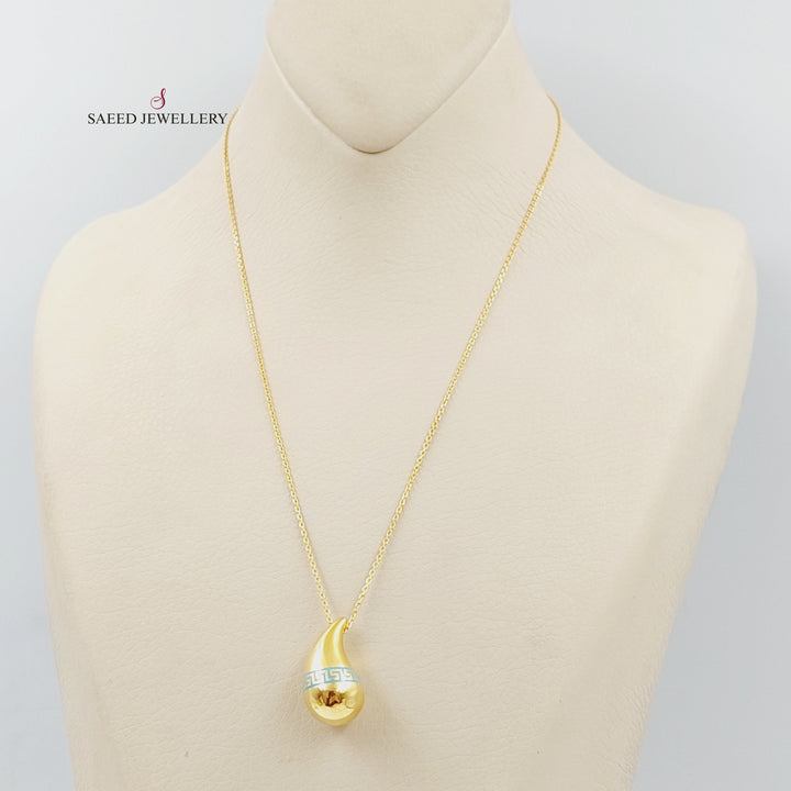 21K Gold Enameled Almond Necklace by Saeed Jewelry - Image 4