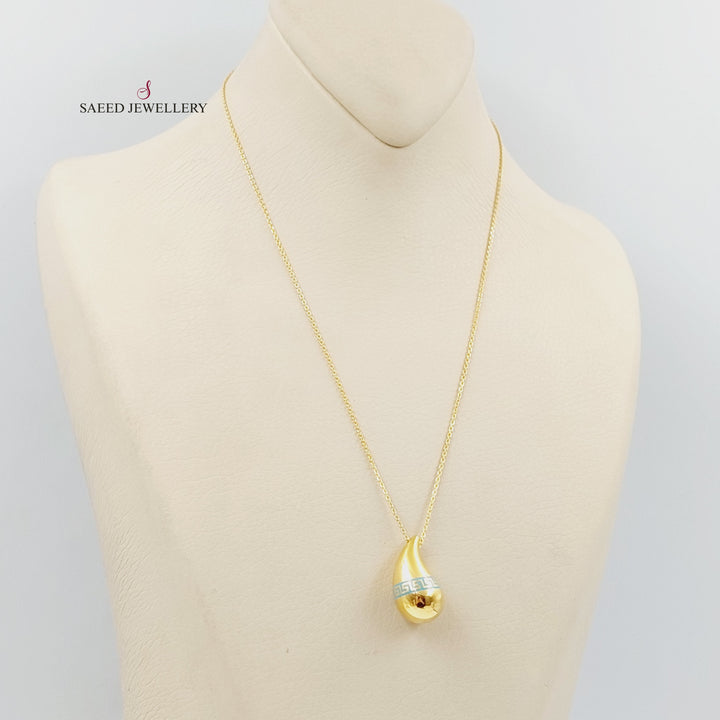 21K Gold Enameled Almond Necklace by Saeed Jewelry - Image 3