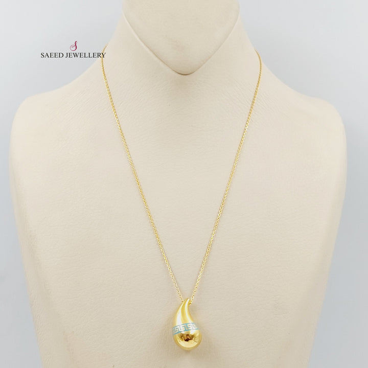 21K Gold Enameled Almond Necklace by Saeed Jewelry - Image 1