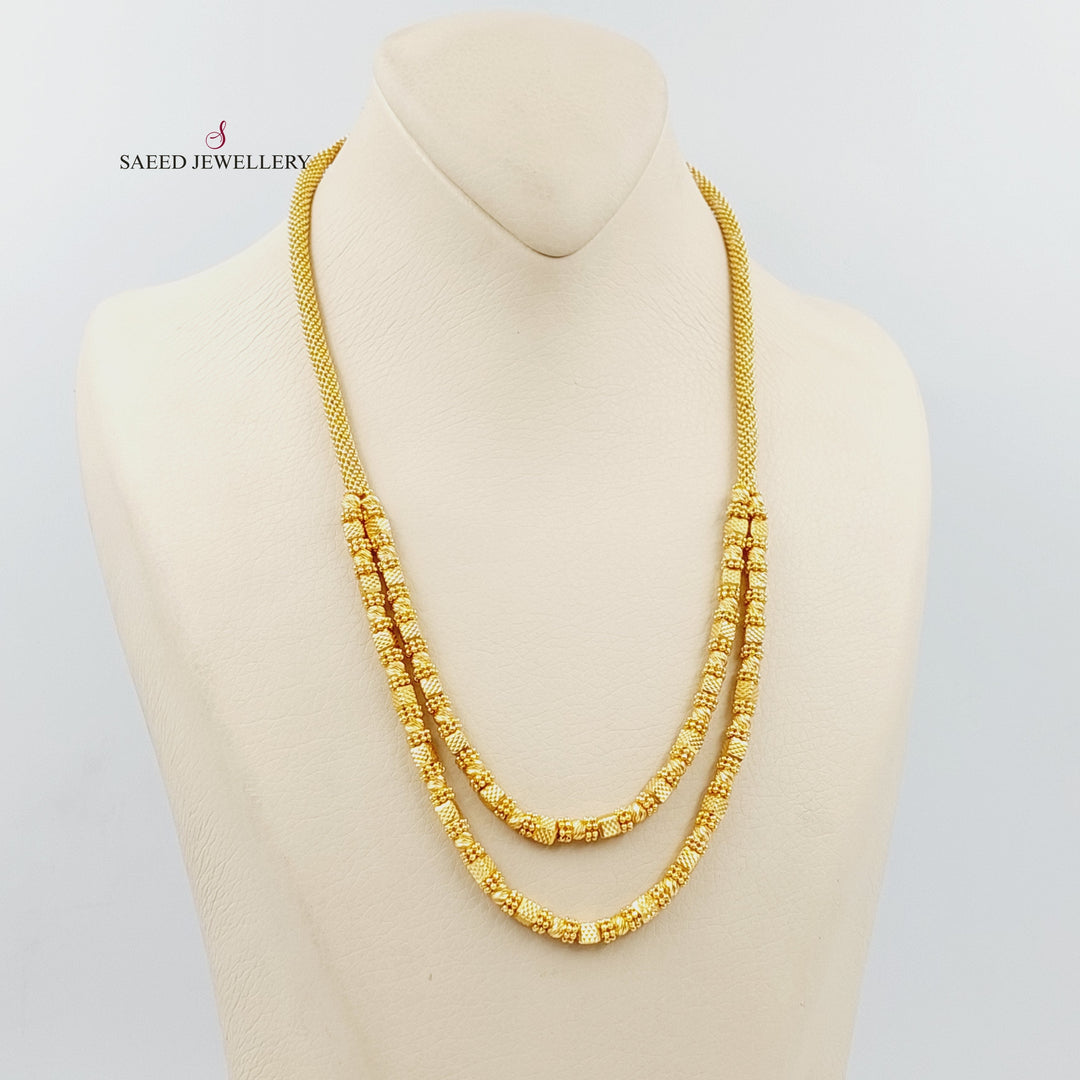 21K Gold Two Ranges Balls Necklace by Saeed Jewelry - Image 3