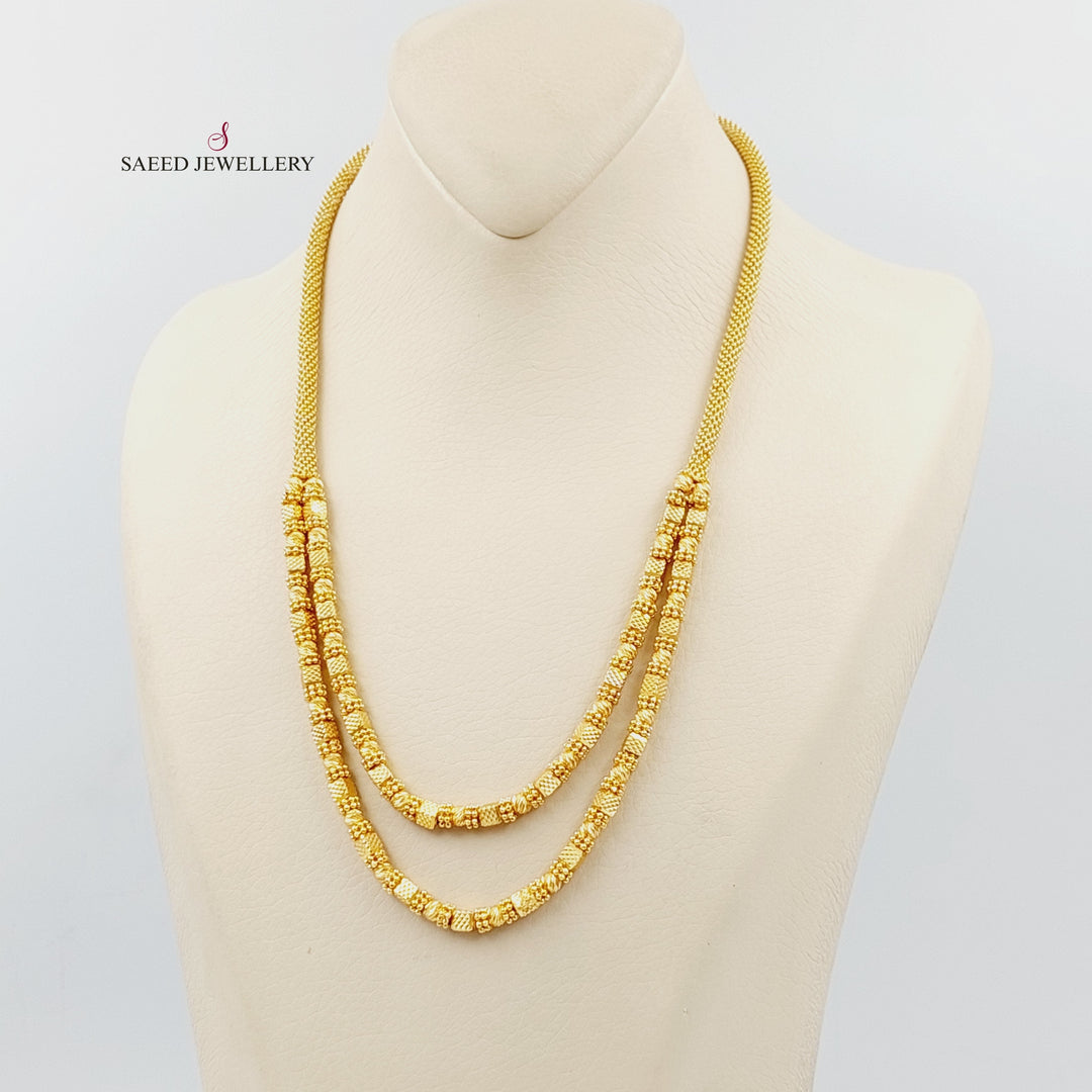 21K Gold Two Ranges Balls Necklace by Saeed Jewelry - Image 2