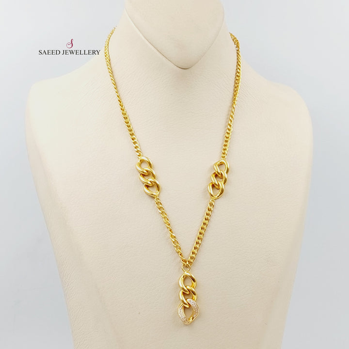 21K Gold Zircon Studded Cuban Links Necklace by Saeed Jewelry - Image 2