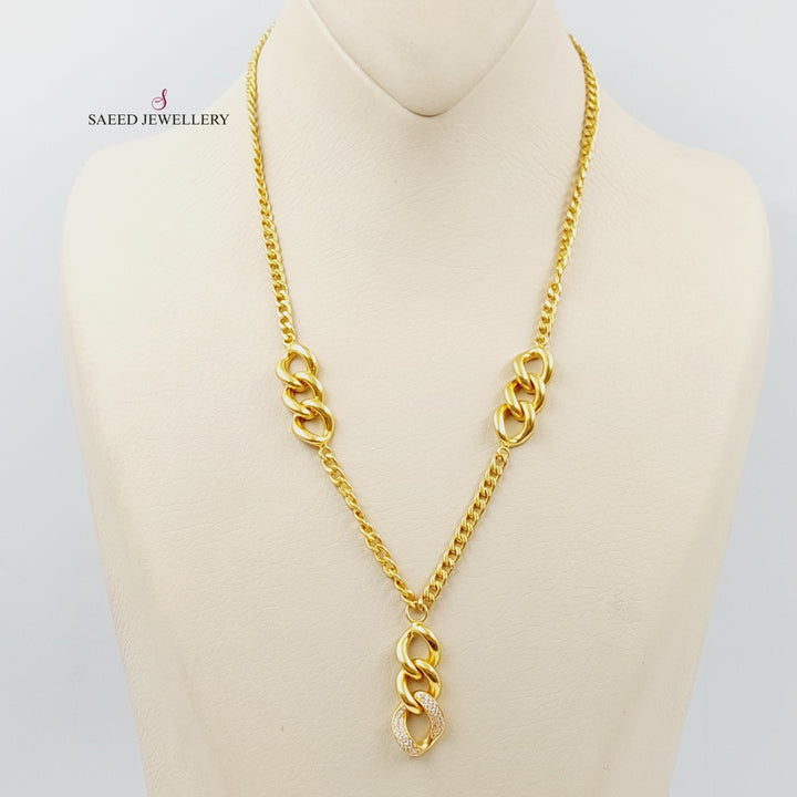 21K Gold Zircon Studded Cuban Links Necklace by Saeed Jewelry - Image 1