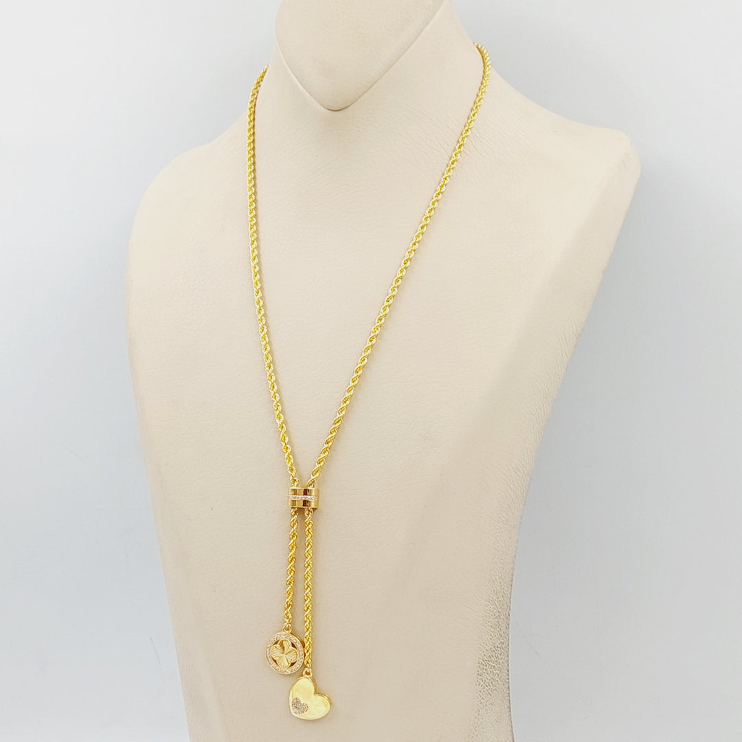 21K Gold Zircon Studded Balls Necklace by Saeed Jewelry - Image 5