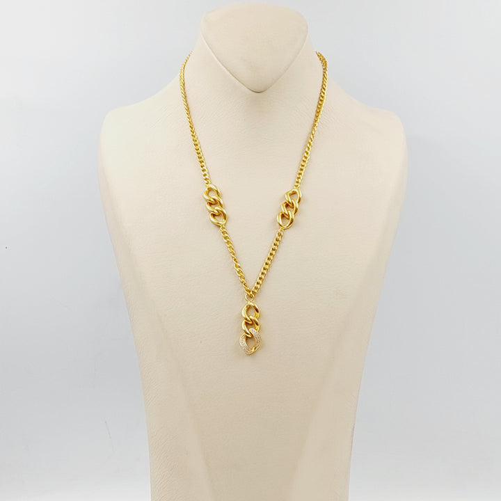 21K Gold Zircon Studded Cuban Links Necklace by Saeed Jewelry - Image 3