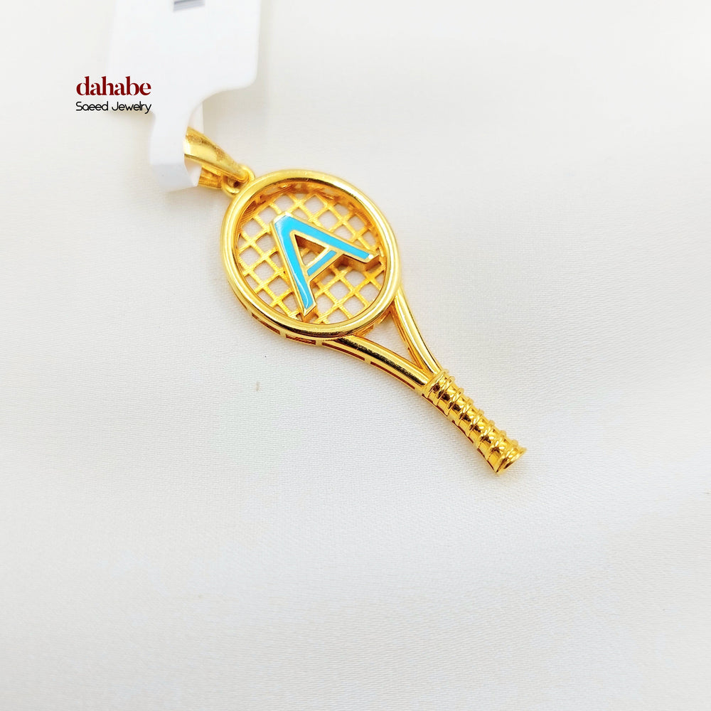21K Gold A Initial Tennis Racket Pendant