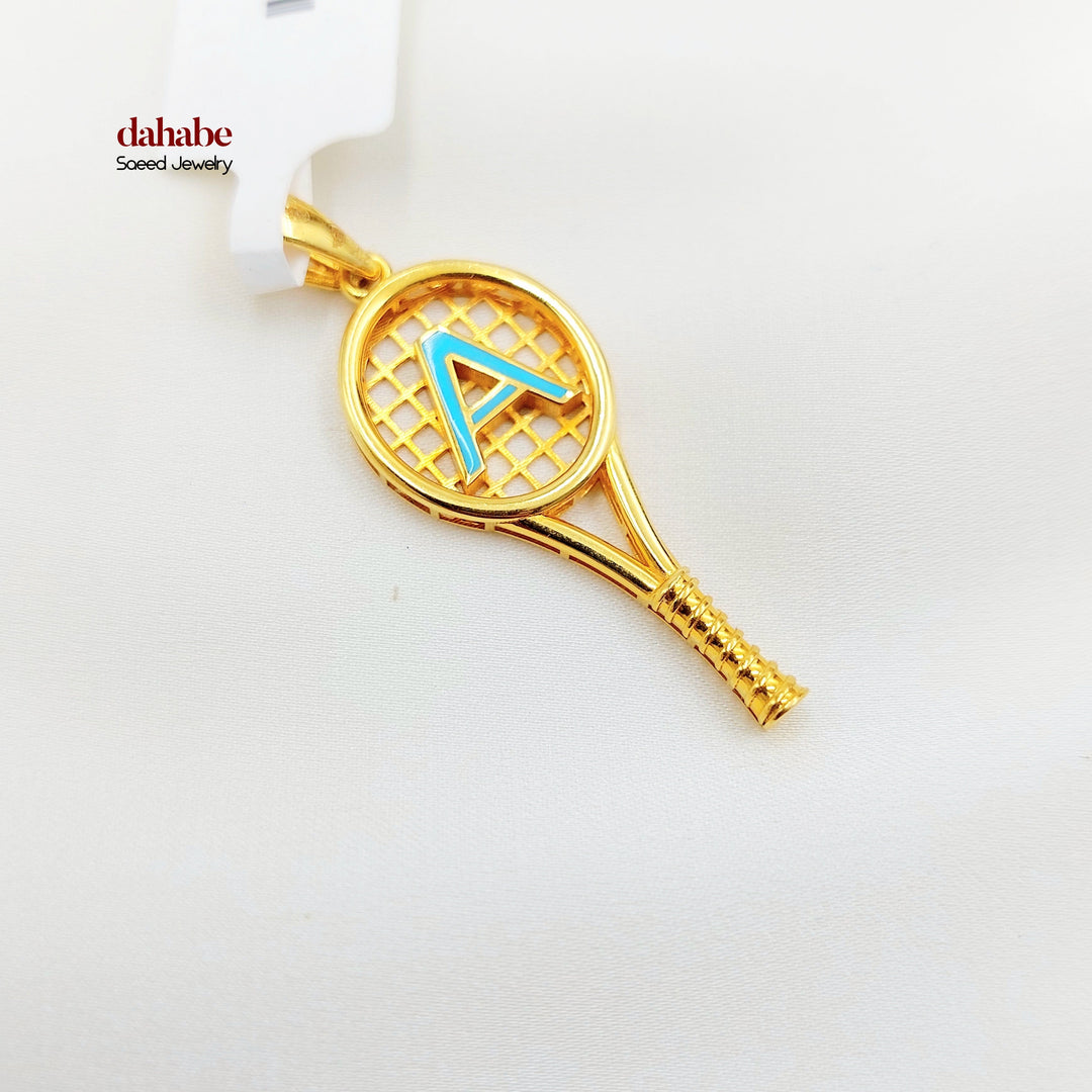 21K Gold A Initial Tennis Racket Pendant