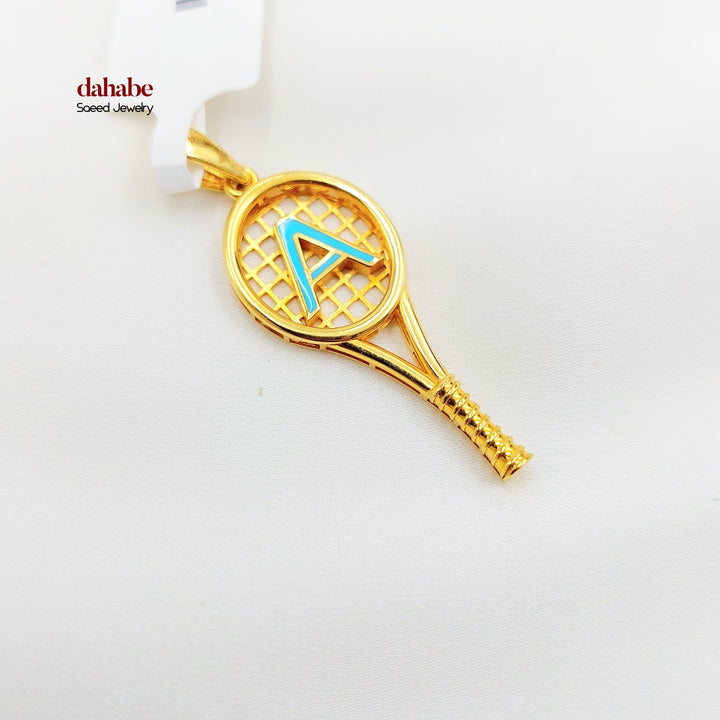 21K Gold A Initial Tennis Racket Pendant