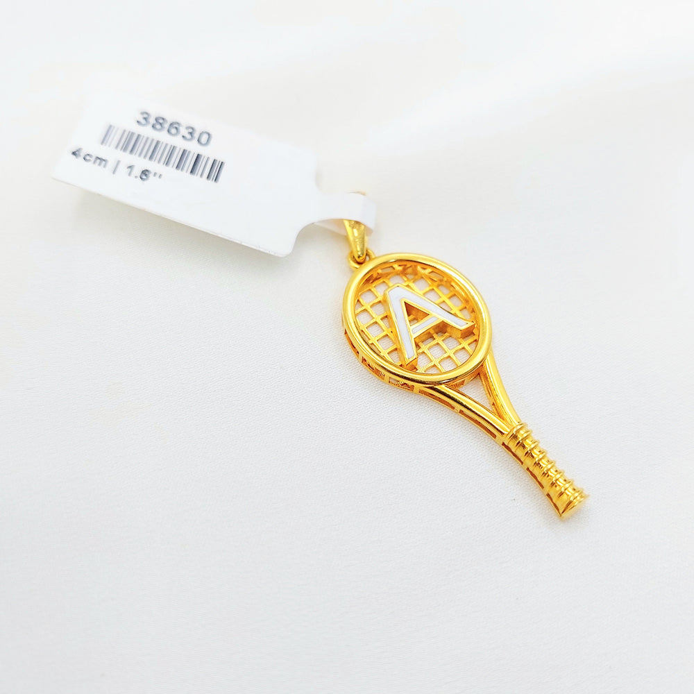 21K Gold A Initial Tennis Racket Pendant