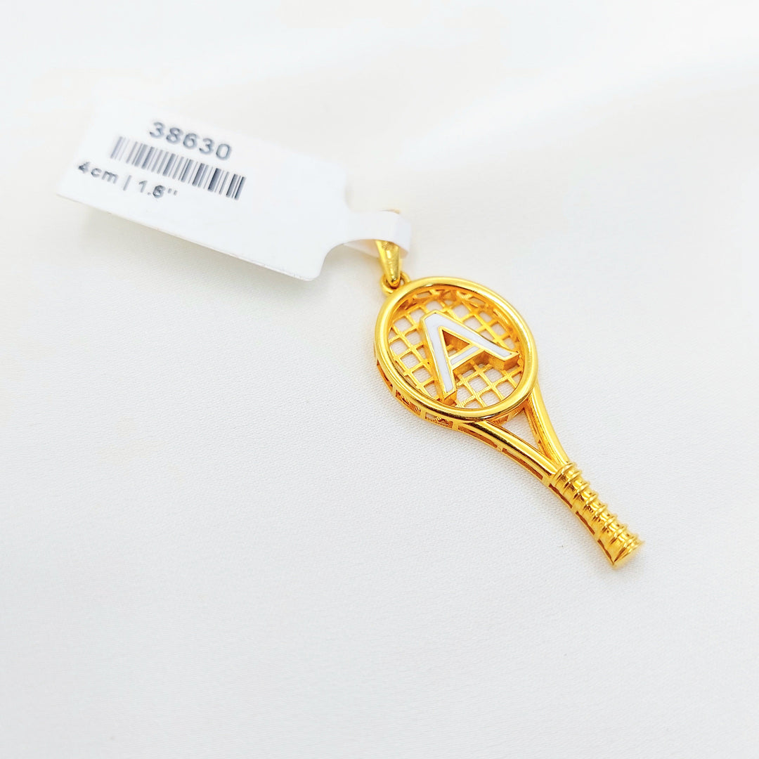 21K Gold A Initial Tennis Racket Pendant