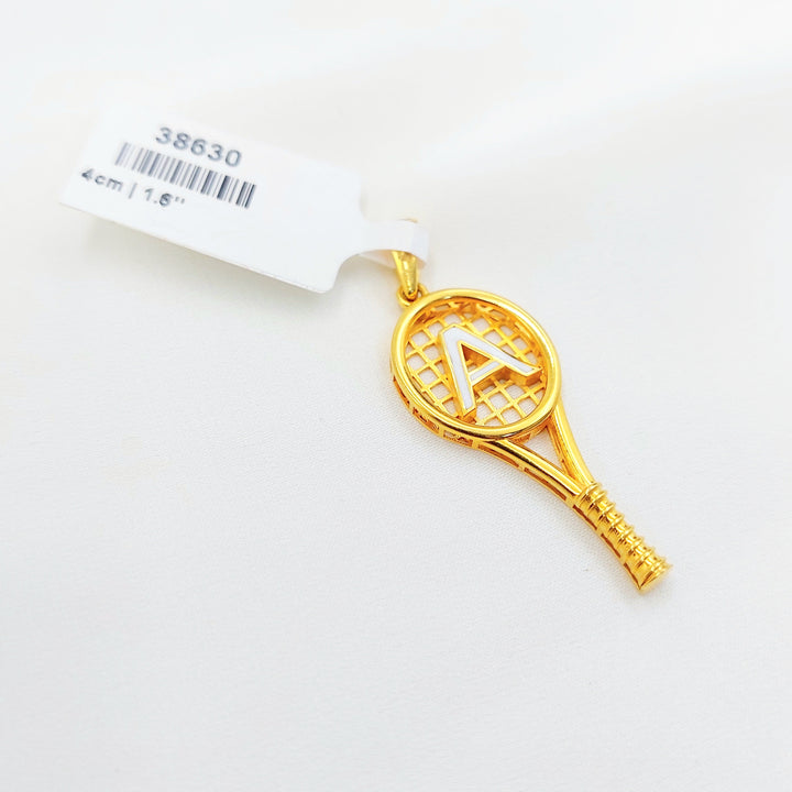 21K Gold A Initial Tennis Racket Pendant