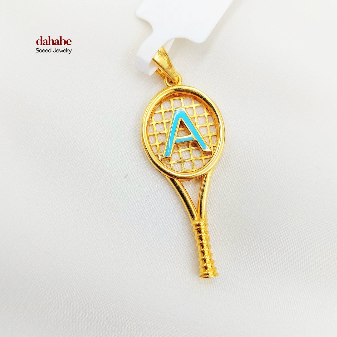 21K Gold A Initial Tennis Racket Pendant