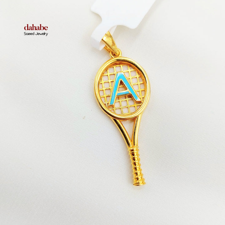 21K Gold A Initial Tennis Racket Pendant