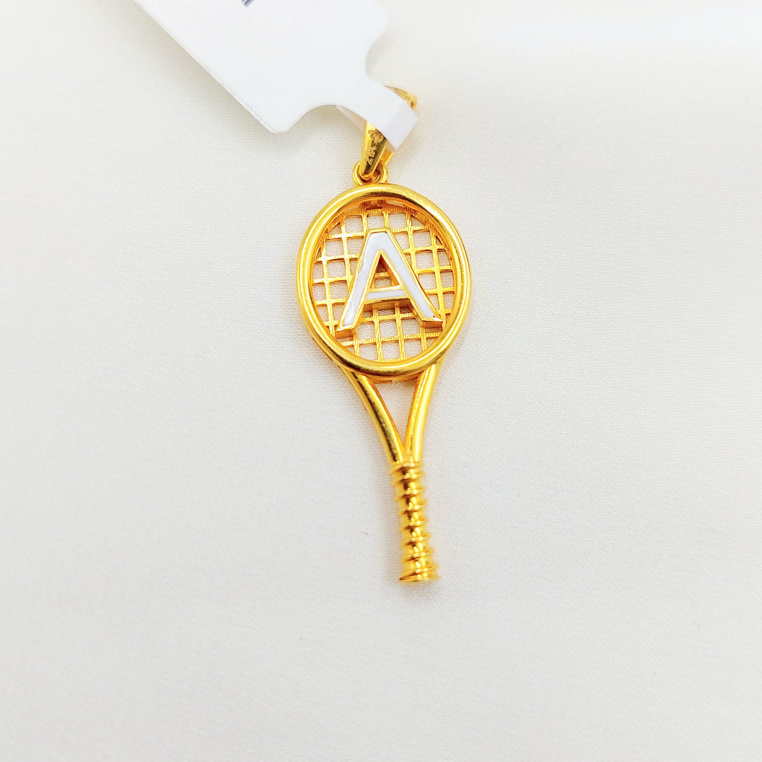 21K Gold A Initial Tennis Racket Pendant