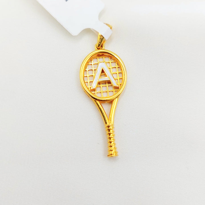 21K Gold A Initial Tennis Racket Pendant