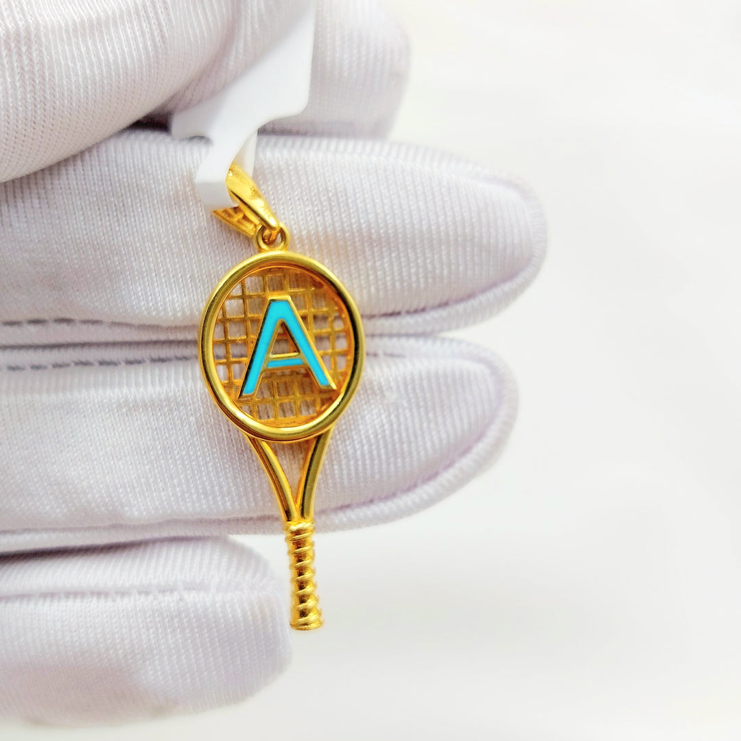 21K Gold A Initial Tennis Racket Pendant