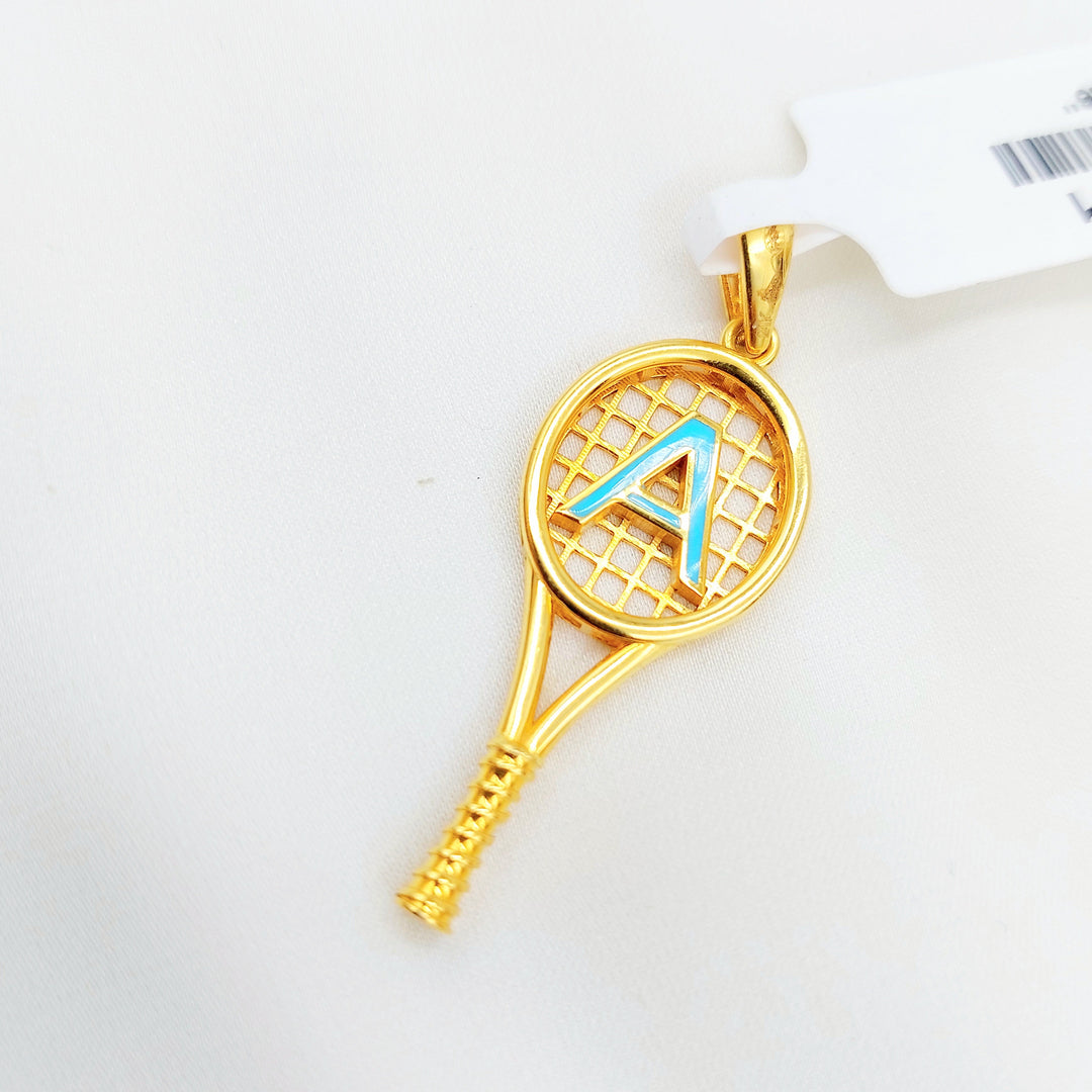 21K Gold A Initial Tennis Racket Pendant