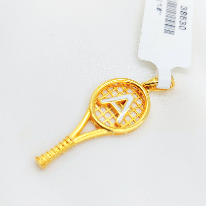 21K Gold A Initial Tennis Racket Pendant