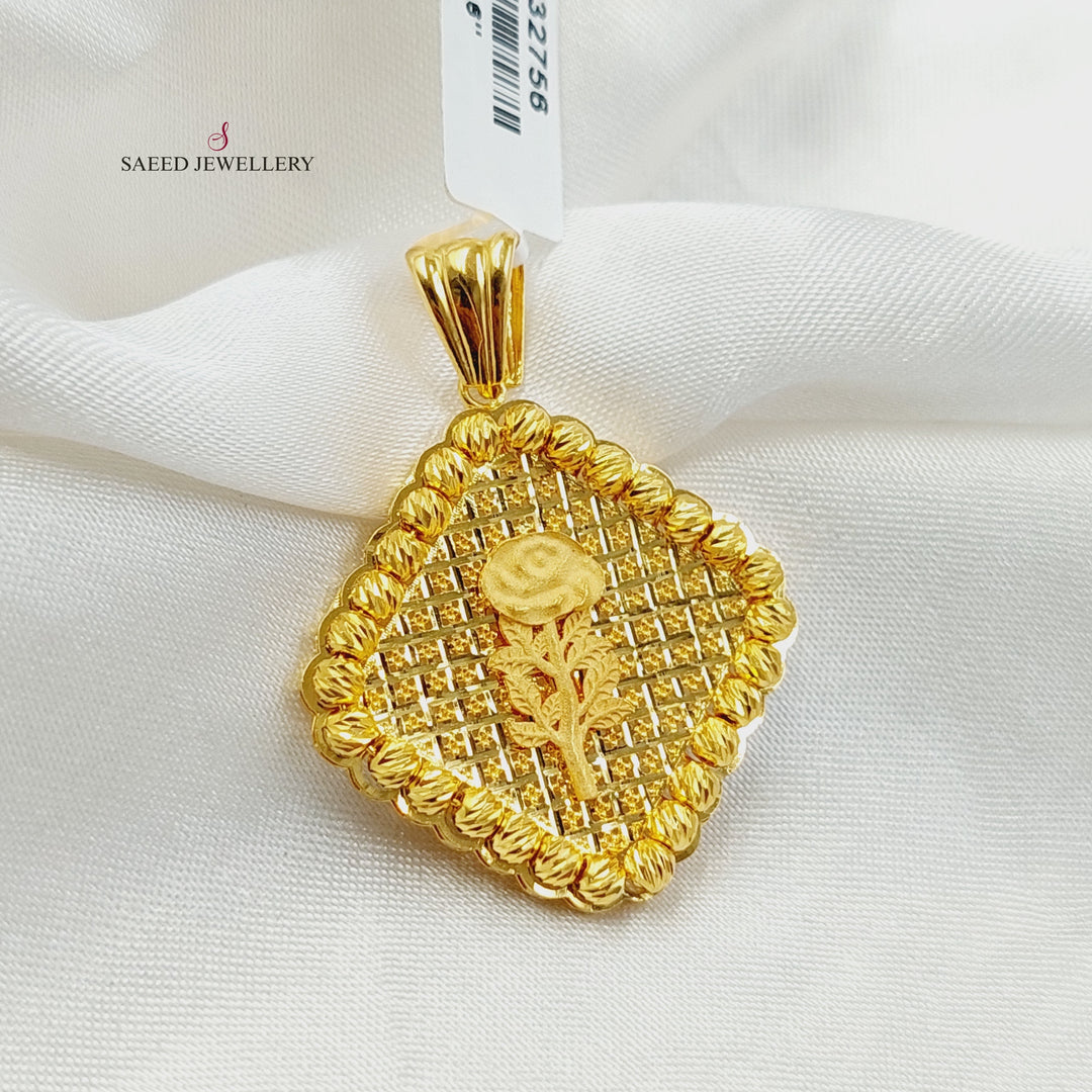 21K Gold Balls Engraved Pendant by Saeed Jewelry - Image 1