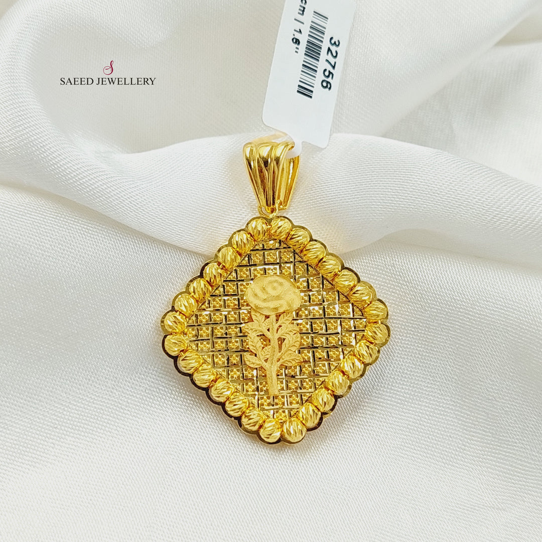 21K Gold Balls Engraved Pendant by Saeed Jewelry - Image 4