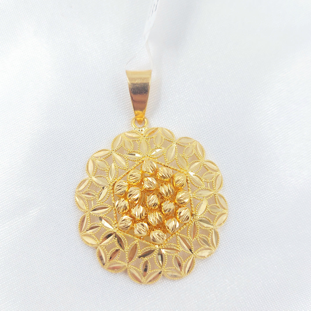 Balls Leaf Pendant Made of 21K Gold by Saeed Jewelry 