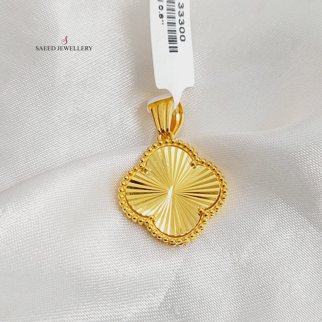 21K Gold Clover Pendant by Saeed Jewelry - Image 2