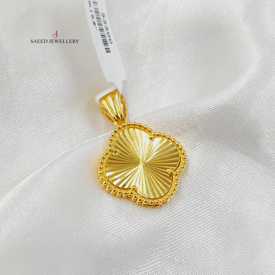 21K Gold Clover Pendant by Saeed Jewelry - Image 3