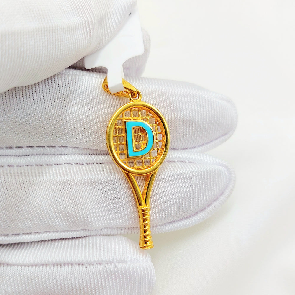 21K Gold D Initial Tennis Racket Pendant