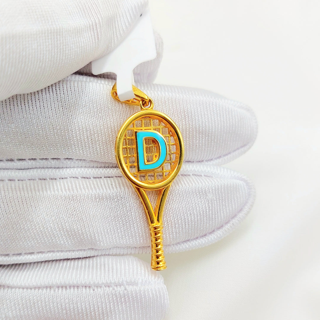 21K Gold D Initial Tennis Racket Pendant