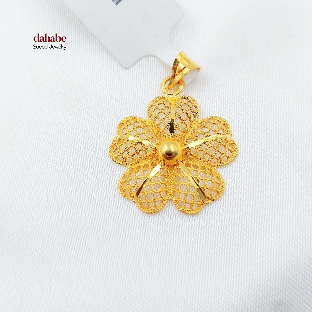 Deluxe Rose Pendant Made of 21K Gold by Saeed Jewelry 