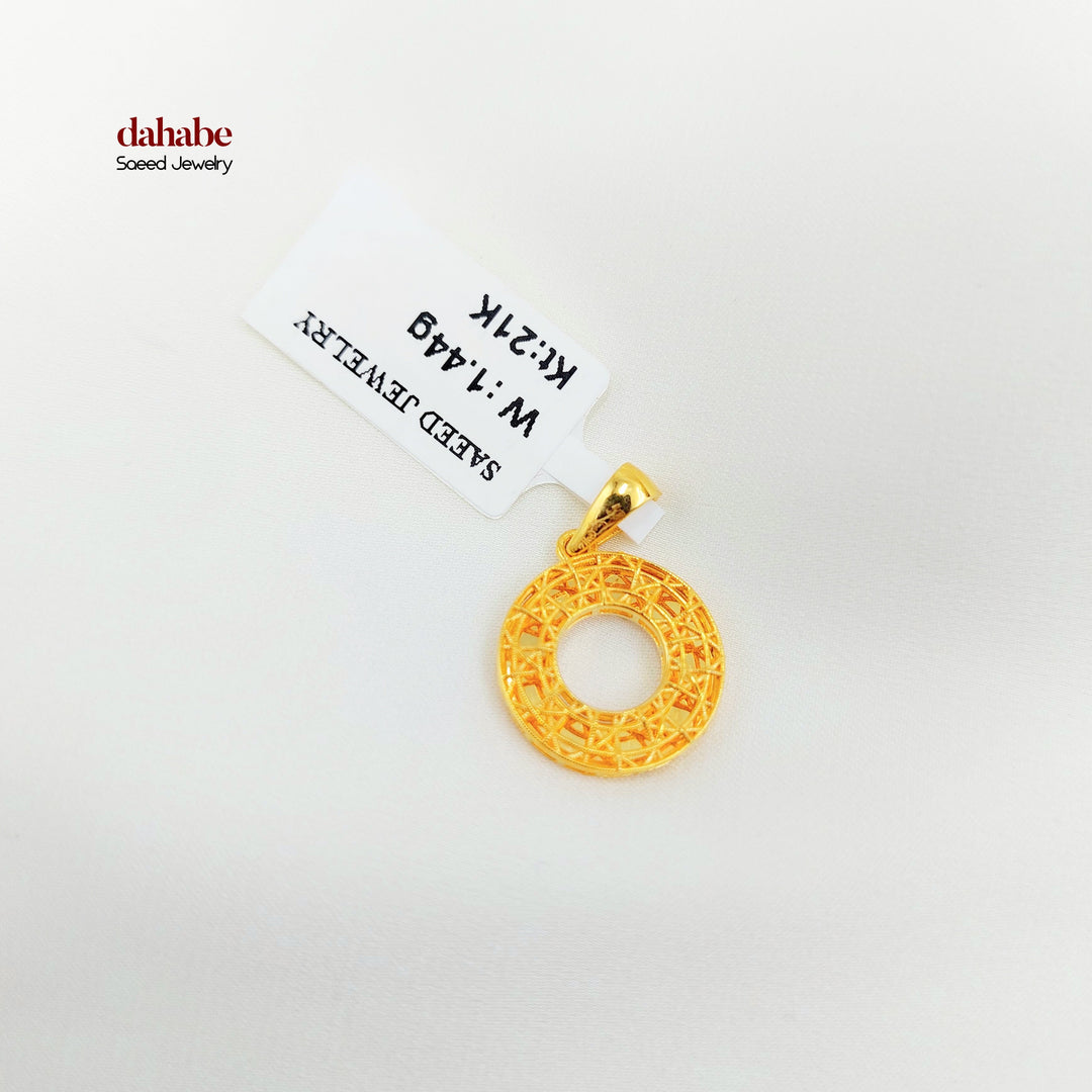 21K Gold Geometric Circle Pendant