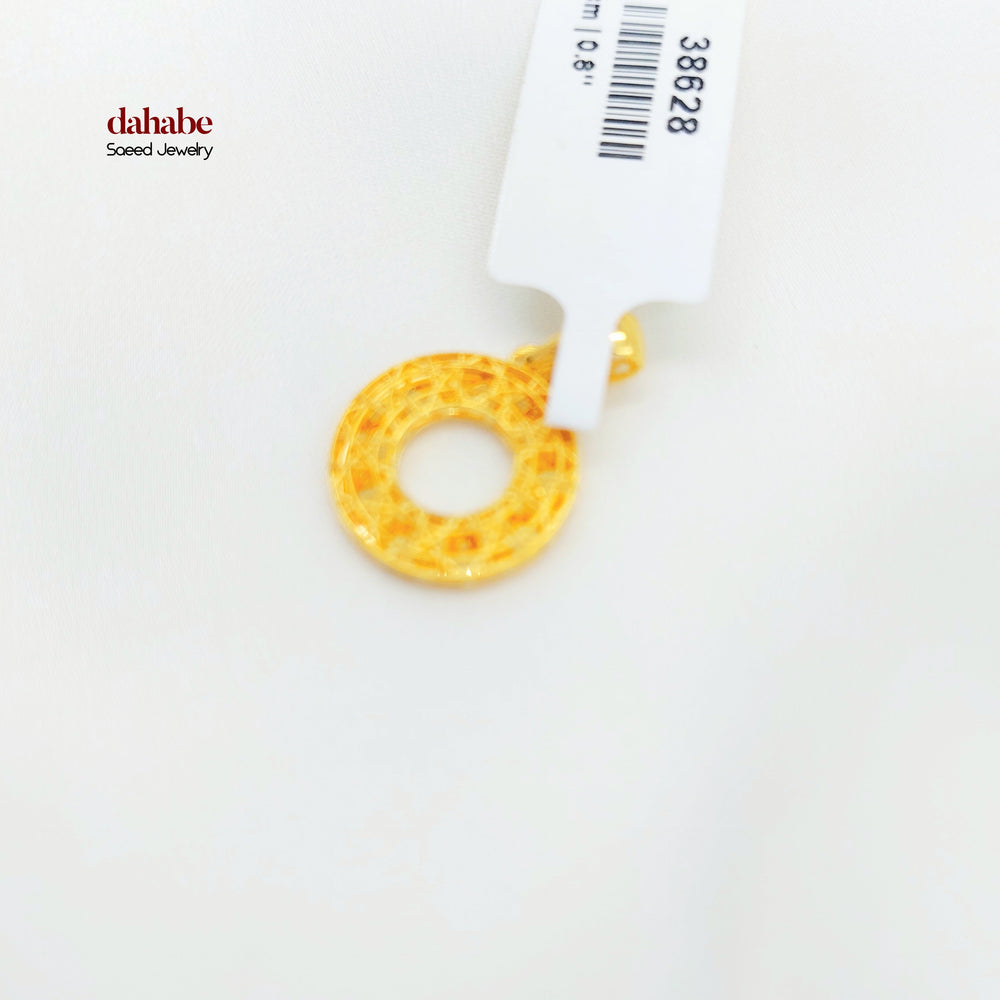 21K Gold Geometric Circle Pendant