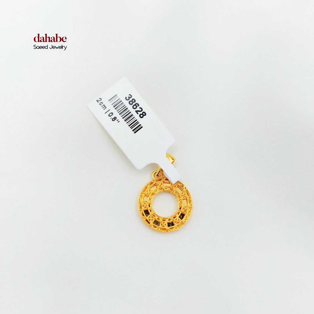 21K Gold Geometric Circle Pendant