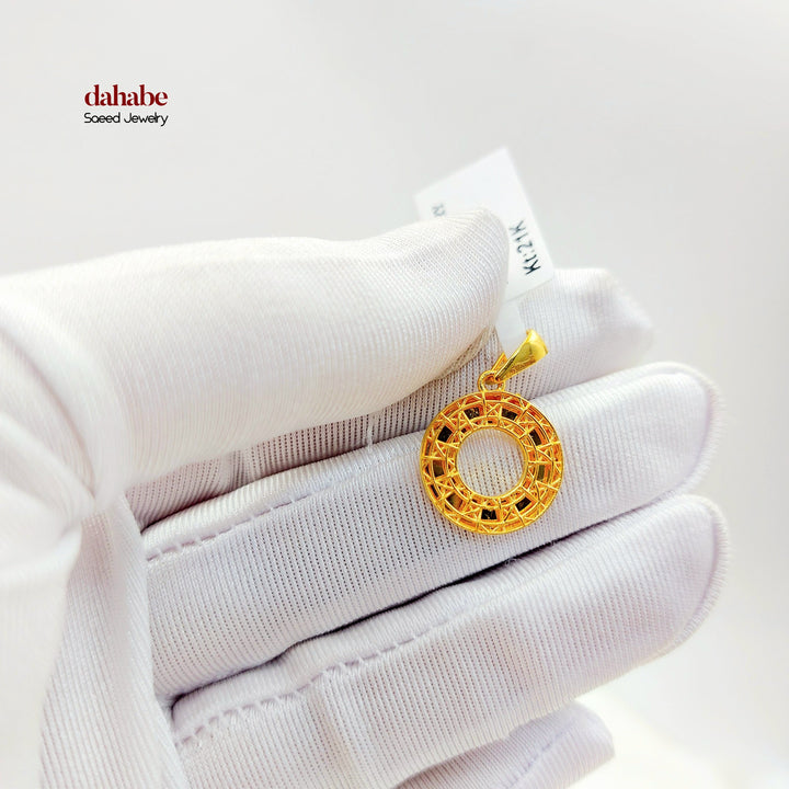 21K Gold Geometric Circle Pendant