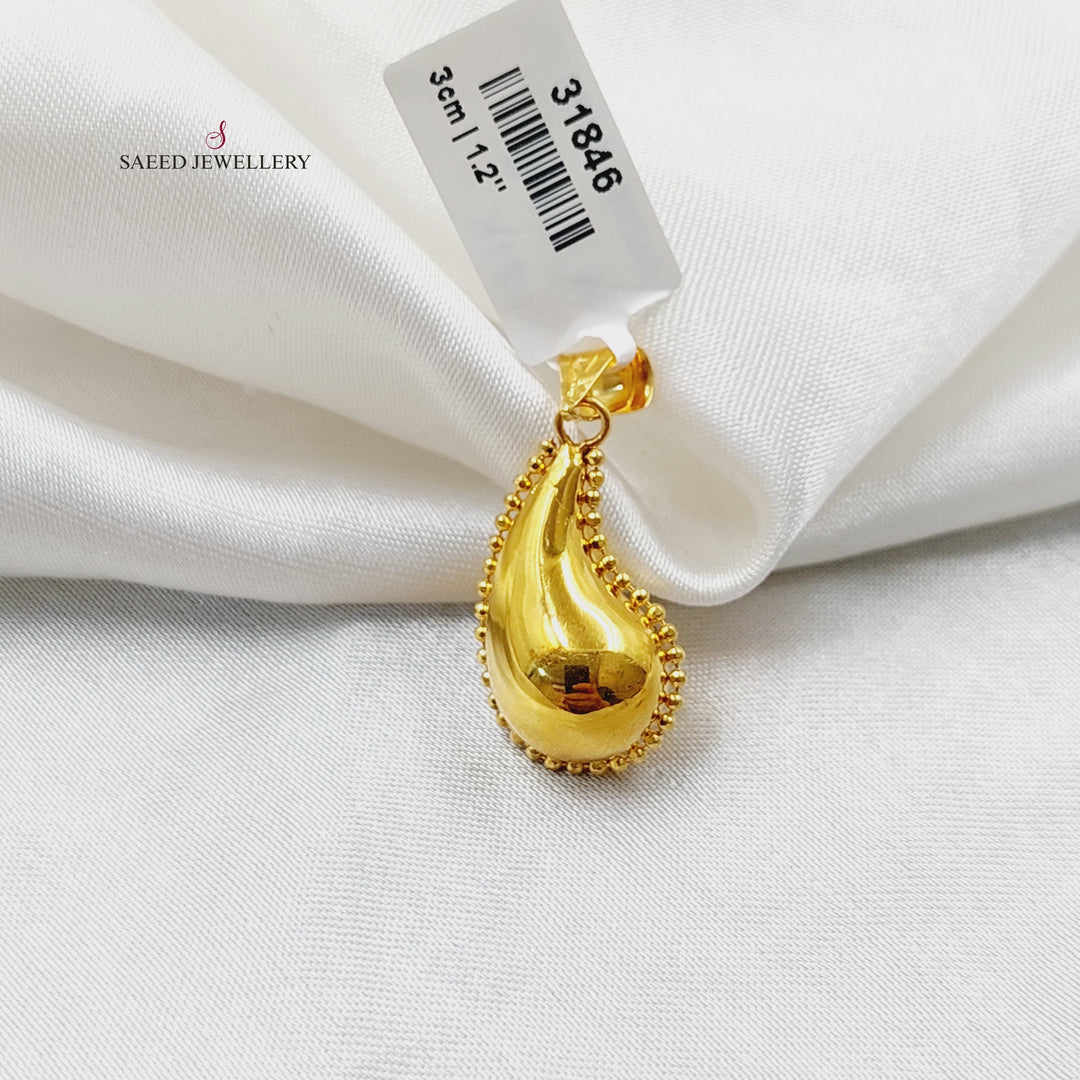 21K Gold Deluxe Almond Pendant by Saeed Jewelry - Image 4