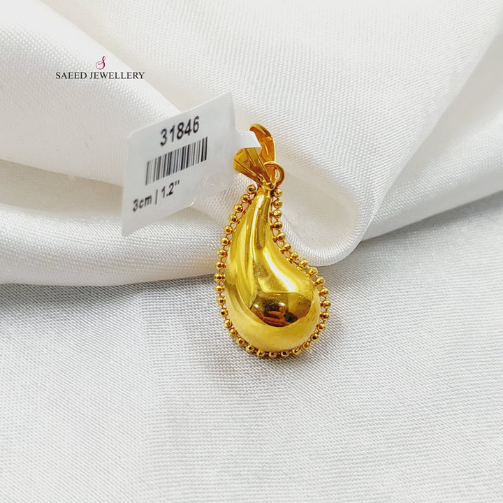 21K Gold Deluxe Almond Pendant by Saeed Jewelry - Image 1