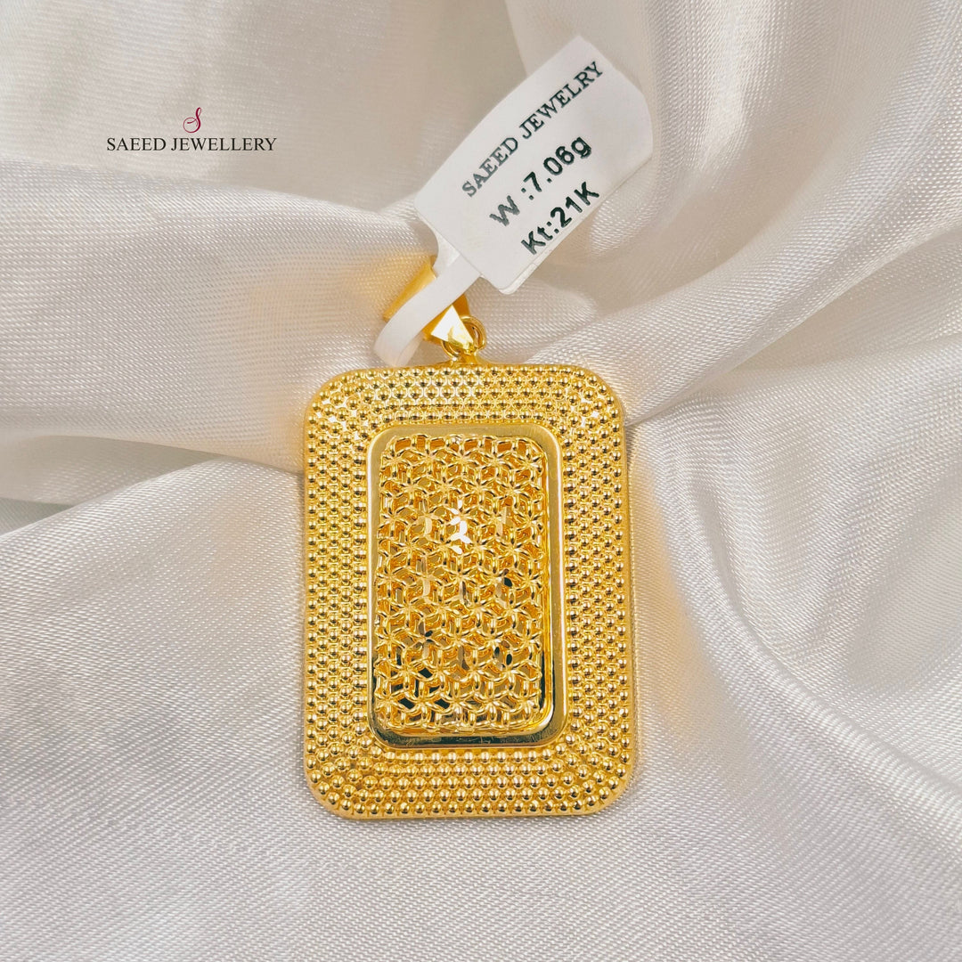 Deluxe Engraved Pendant Made of 21K Gold by Saeed Jewelry 